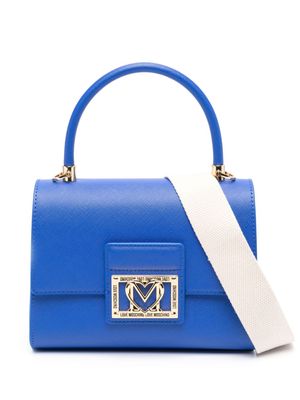 Love Moschino logo-plaque grained tote bag - Blue