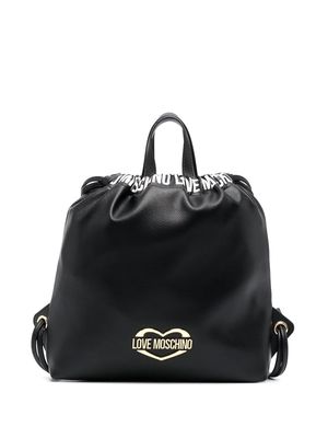 Love Moschino logo-plaque leather backpack - Black