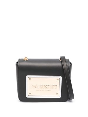 Love Moschino logo-plaque leather cross body bag - Black