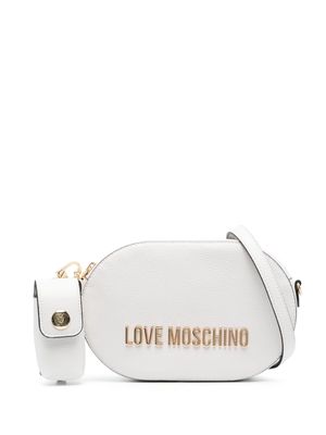 Love Moschino logo-plaque leather shoulder bag - White