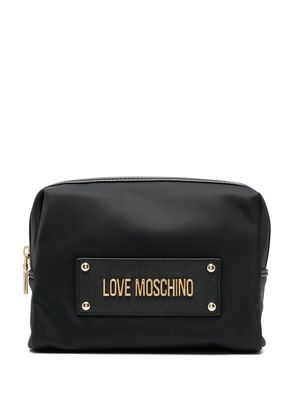 Love Moschino logo-plaque makeup bag - Black