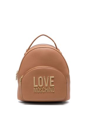 Love Moschino logo-plaque mini backpack - Brown