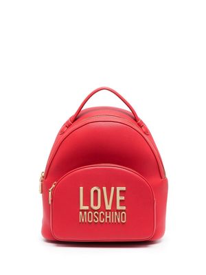 Love Moschino logo plaque mini backpack - Red