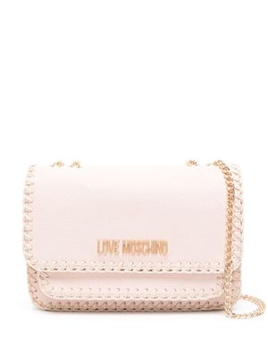 Love Moschino logo-plaque pebbled shoulder bag - Pink