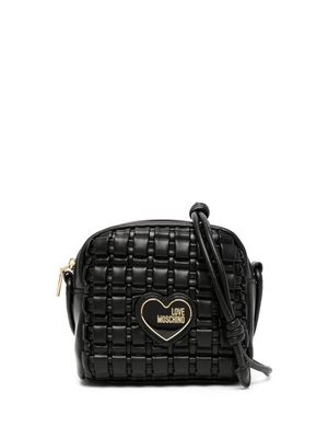 Love Moschino logo-plaque quilted cross-body bag - Black