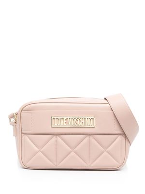 Love Moschino logo-plaque quilted cross-body bag - Neutrals