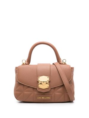 Love Moschino logo-plaque quilted crossbody bag - Brown