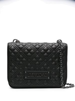 Love Moschino logo-plaque quilted leather shoulder bag - Black