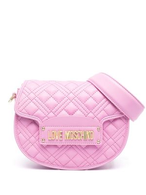 Love Moschino logo-plaque quilted satchel bag - Purple