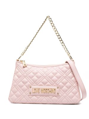 Love Moschino logo plaque quilted shoulder bag - Pink