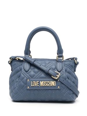 Love Moschino logo-plaque quilted tote bag - Blue