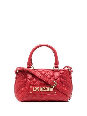 Love Moschino logo-plaque quilted tote bag - Red
