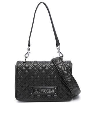 Love Moschino logo-plaque quilted tote - Black