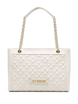 Love Moschino logo-plaque quilted tote - Neutrals