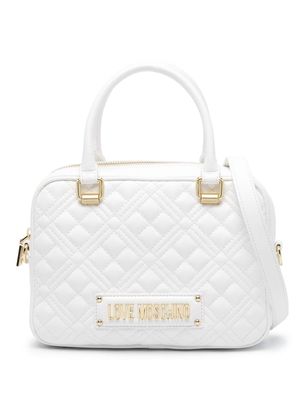 Love Moschino logo-plaque quilted tote - White