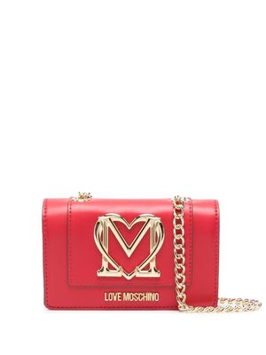 Love Moschino logo-plaque small crossbody bag - Red