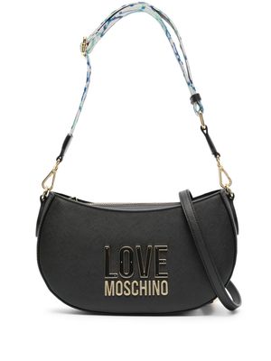 Love Moschino logo-plaque textured crossbody bag - Black