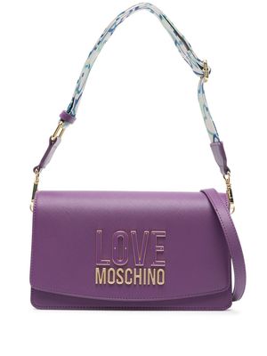 Love Moschino logo-plaque textured crossbody bag - Purple