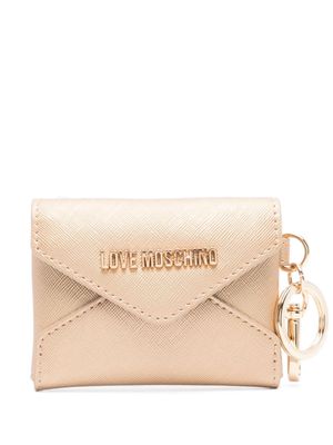 Love Moschino logo-plaque textured wallet - Gold