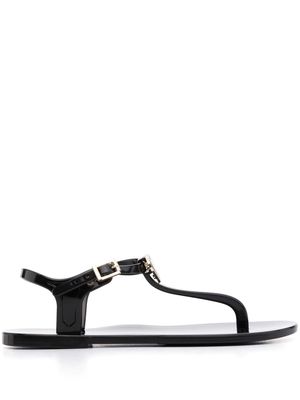 Love Moschino logo-plaque thong-strap sandals - Black