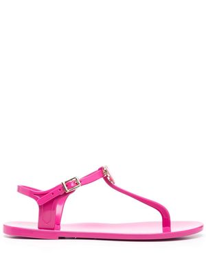 Love Moschino logo-plaque thong-strap sandals - Pink