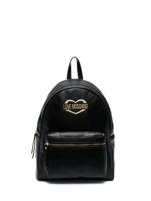 Love Moschino logo-plaque whipstitch-trim backpack - Black