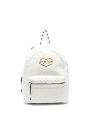 Love Moschino logo-plaque whipstitch-trim backpack - White