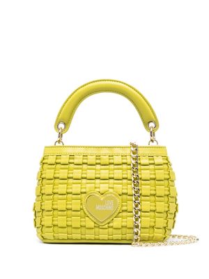 Love Moschino logo-plaque woven-design tote bag - Green