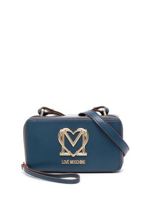 Love Moschino logo-plaque zipped crossbody bag - Blue