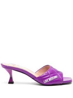 Love Moschino logo-print 65mm quilted mules - Purple
