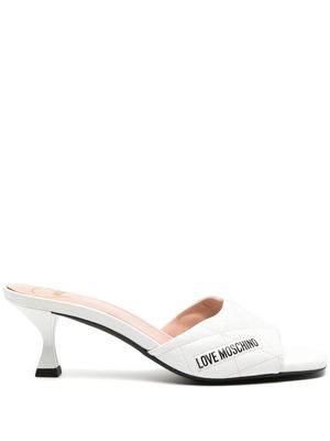 Love Moschino logo-print 65mm quilted mules - White