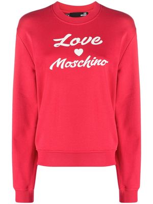 Love Moschino logo-print cotton crew-neck sweatshirt - Pink