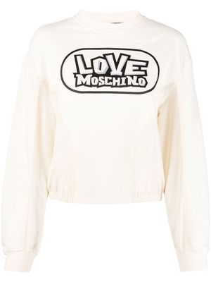 Love Moschino logo-print cotton sweatshirt - Neutrals