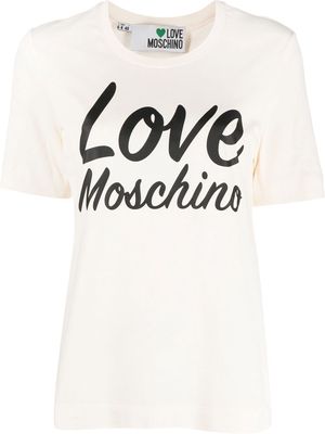 Love Moschino logo-print cotton T-shirt - Neutrals