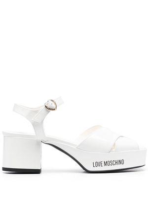 Love Moschino logo-print cross-strap sandals - White