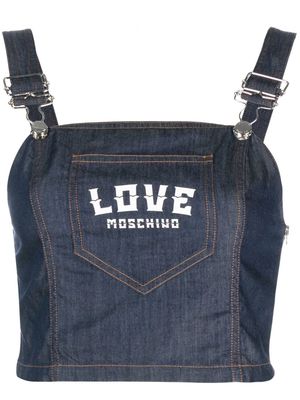 Love Moschino logo-print denim top - Blue