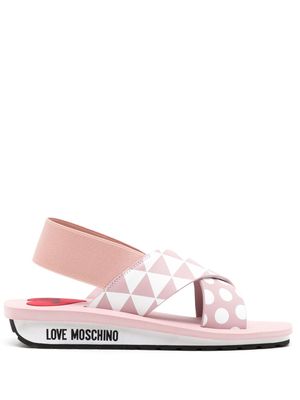 Love Moschino logo-print flat sandals - Pink
