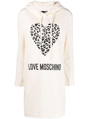 Love Moschino logo-print hooded dress - Neutrals