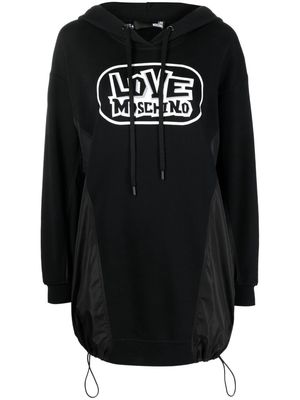 Love Moschino logo print hooded sweater dress - Black