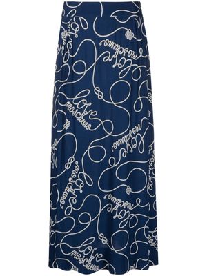 Love Moschino logo-print long skirt - Blue
