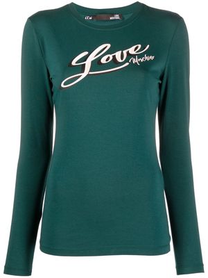 Love Moschino logo-print long-sleeve T-shirt - Green