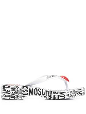 Love Moschino logo-print open-toe mules - White