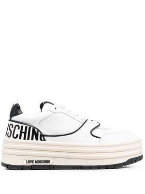 Love Moschino logo-print platform sneakers - White