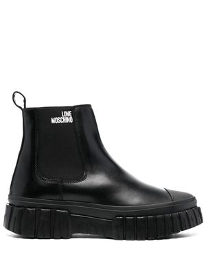 Love Moschino logo-print slip-on boots - Black