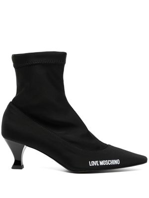 Love Moschino logo-print sock ankle boots - Black