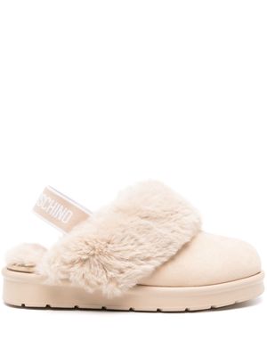Love Moschino logo-print suede slippers - Brown