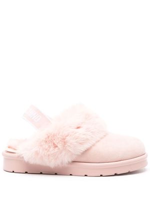 Love Moschino logo-print suede slippers - Pink