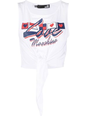 Love Moschino logo-print tied tank top - White