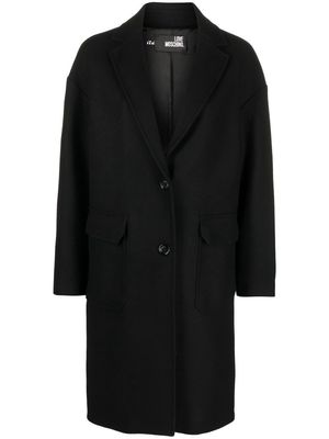 Love Moschino logo single-breasted coat - Black