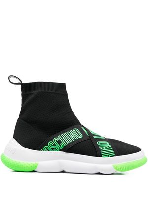 Love Moschino logo-strap high-top sneakers - Black